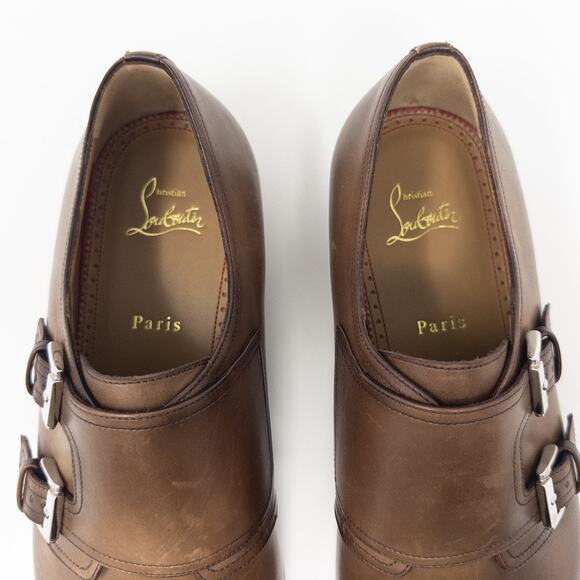 Christian Louboutin Mortimer Brown Leather Monk Strap Loafers Men’s 44 EU - Picture 3 of 9